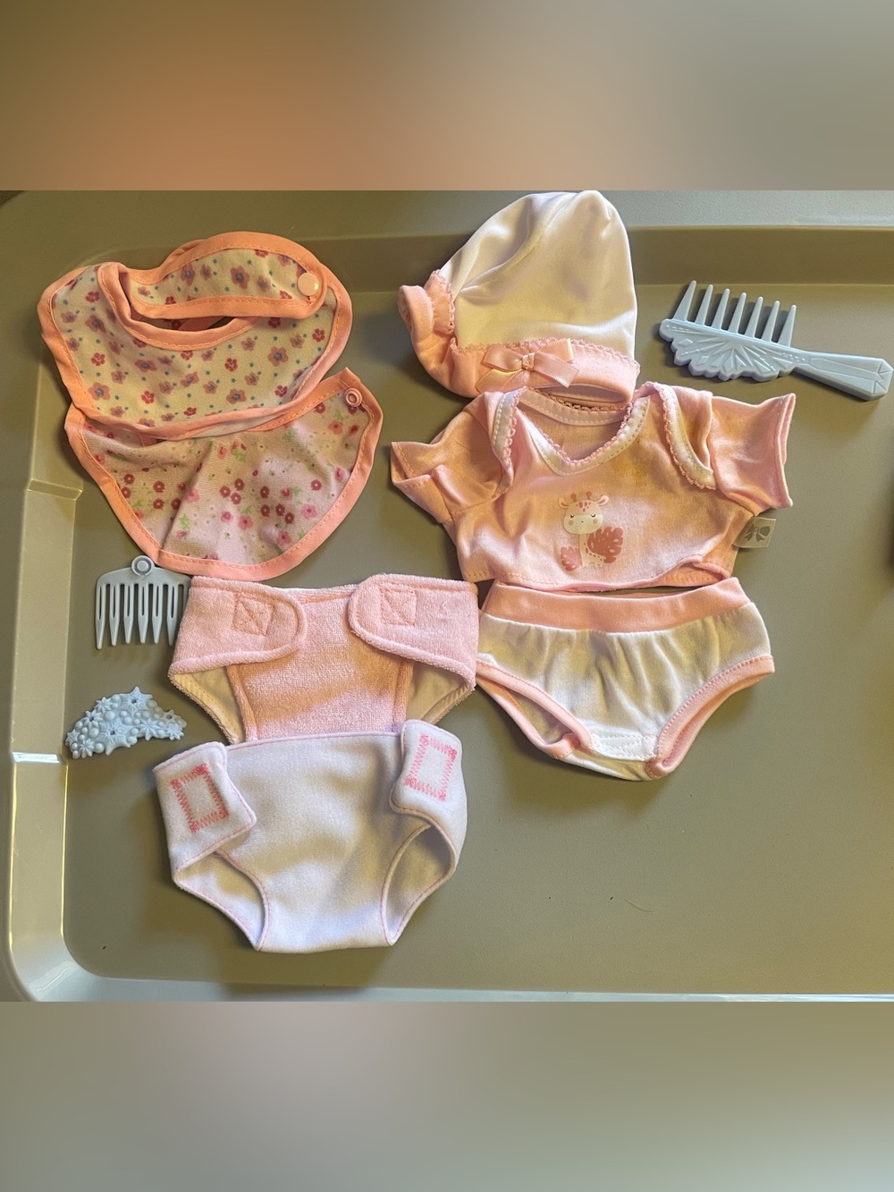 JC Toys Pink Baby Doll Clothing & Accessory Set Play Outfit Hat Bibs 10 pc